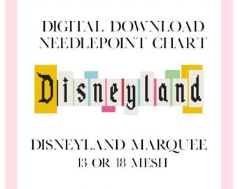 Disneyland Sign Needlepoint Chart 18 mesh Digital Download