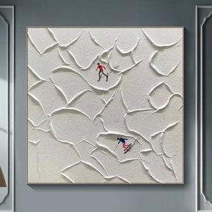 Skiing Canvas Gift Textured Wall Art 3D Ski Art Winter Sport Decor Skiing Art Painting on Canvas Living Room Wall Art Unique Ski  Custom Art