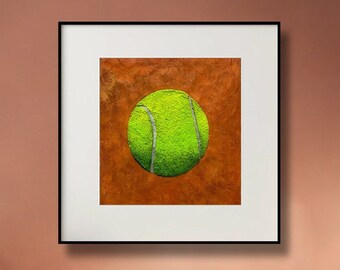 Original Tennis Leidenschaft: Dynamische 3D Leinwand Kunstwerk mit lebendigem orangen Hintergrund Anpassbares Geschenk für Sportbegeisterte Wohnzimmer Dekor