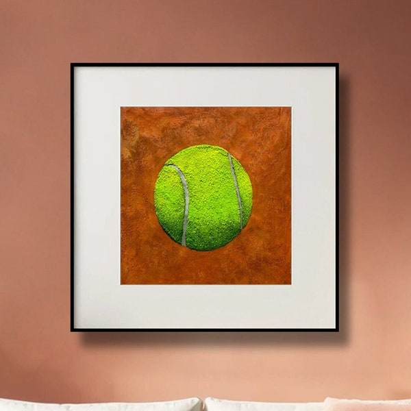 Original Tennis Passion: Dynamic 3D Canvas Artwork with Vivid Orange Background Customizable Gift for Sports Enthusiasts Living Room Decor