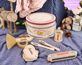 Personalized Customized Music Toy Set, Baby Rattles, Rhythm Perception, Coordination, Early Enlightenment Toys, Harmonica, Drums, Trumpets