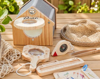 Personalized Bug Catcher Kit for Kids, Engraved Wooden Insect Explorer Set, Outdoor Nature Gift