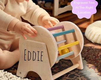 Personalized Carved Text Montessori Infant Teaching Aids, Children's Early Education Textile Toys, Wooden Drawer Geometric Matching Toys