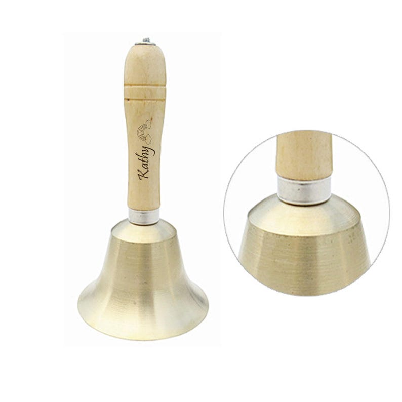 Personalized Carved Wooden Handle Hand Bell, 8cm Small Class Bell ...