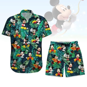 Camisa con botones de Mickey Mouse, camiseta hawaiana de Disney Mouse, pantalones cortos de playa de Disneyland, camisetas de viaje a Disney para hombre y mujer, camiseta de vacaciones de dibujos animados