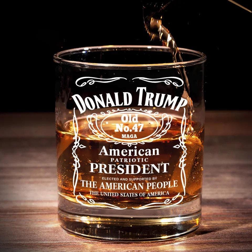 Discover Trump President 45 Whiskey Glass 11oz, Make America Great Again, Trump MAGA 2024 Gift for Him