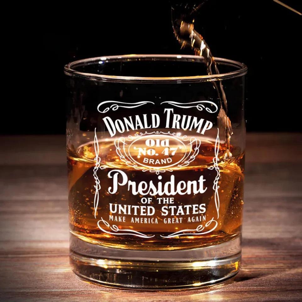 Discover Trump for President Whiskey Glass, Make America Great Again, Election Glass, Patriotic Gift, Trump Supporter Glass