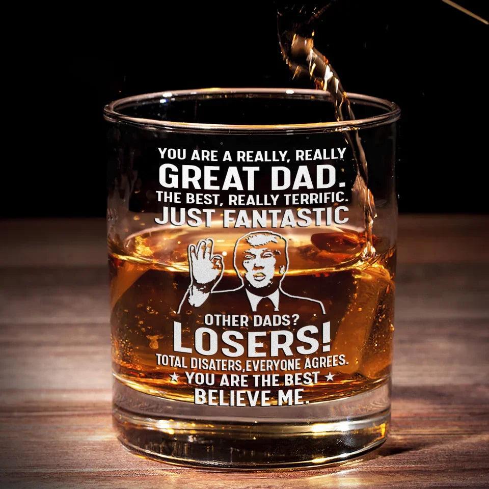 Discover Christmas Trump 11oz Whiskey Glass, Trump 45 & 47 Presidential Make America Great Again Great Dad Gift Trump 2024 Wine Glass