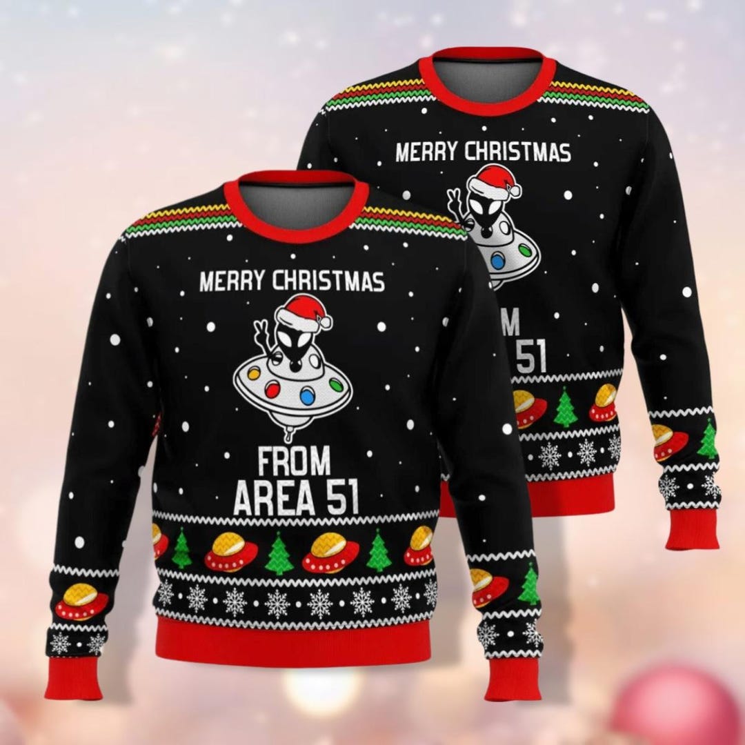 Christmas Alien With Ufo Ugly Sweater, Funny Alien Shirt, Alien Woman ...