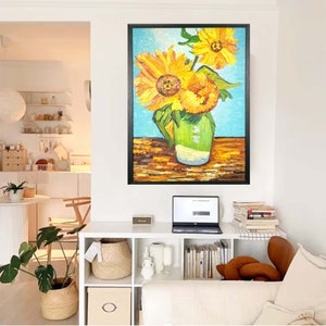 Van Gogh Sunflower reproduction,Sunflower,housewarming gift,Sunflower oil painting, Sunflower hand-painted,space decoration