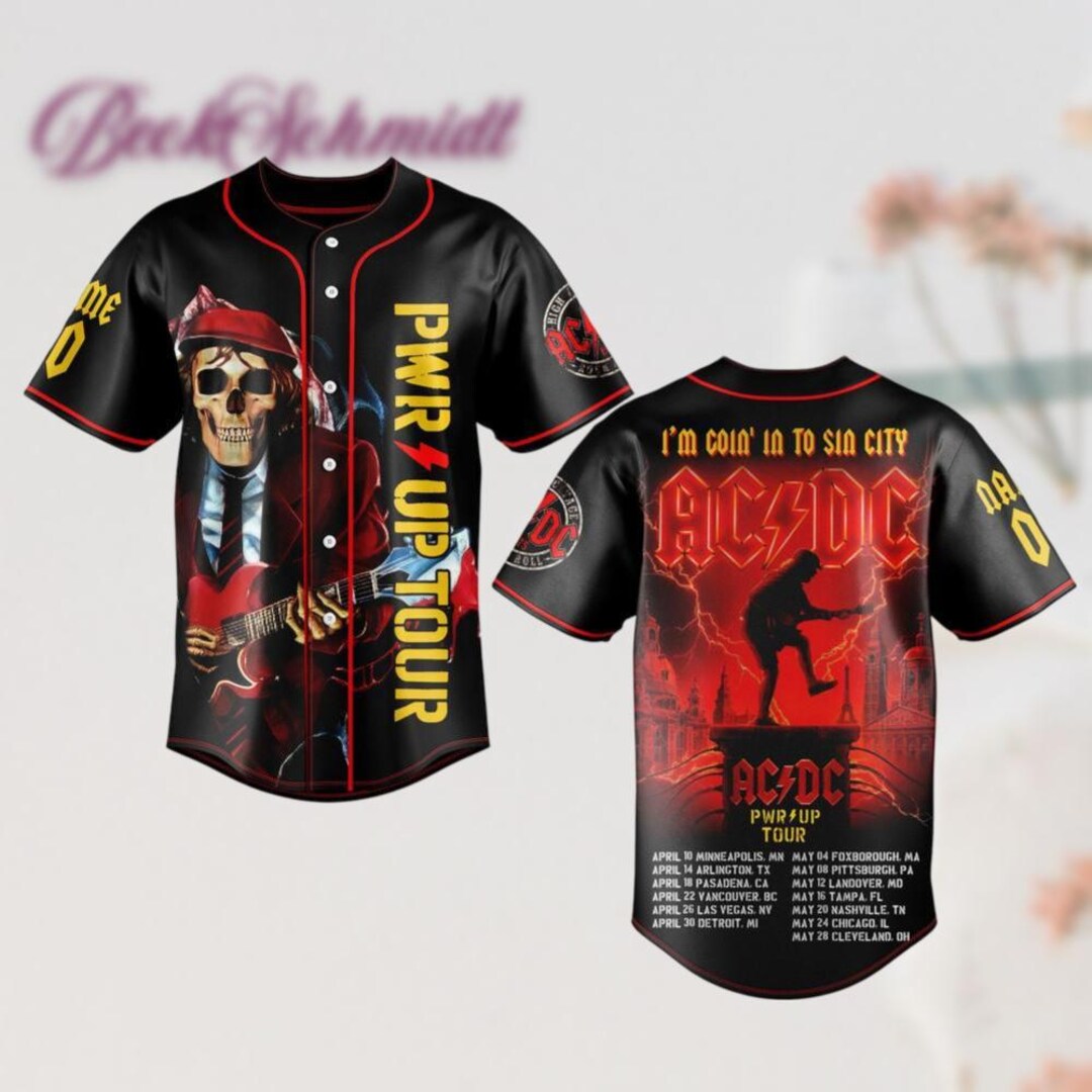 Acdc Power up Tour 2025 Baseball Jersey, Acdc Rock Band Jersey Men ...