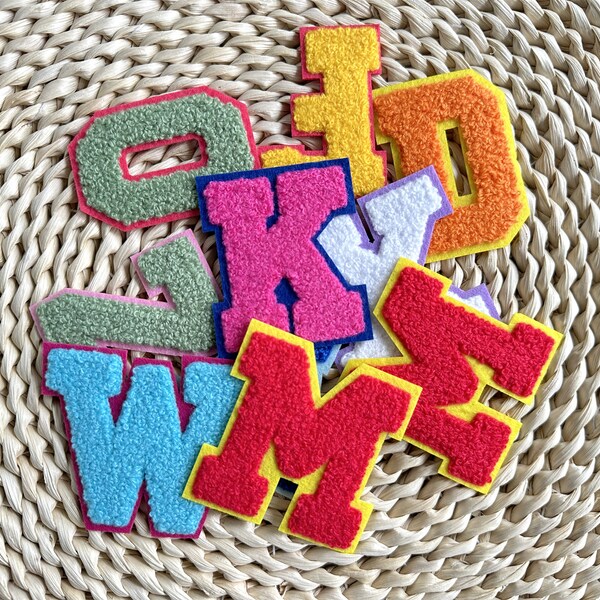 2.75in Multicolour Letters Patch, Patches For Clothing Bags, Iron On Embroidered Patches, DIY Name Alphabet Letter Patches