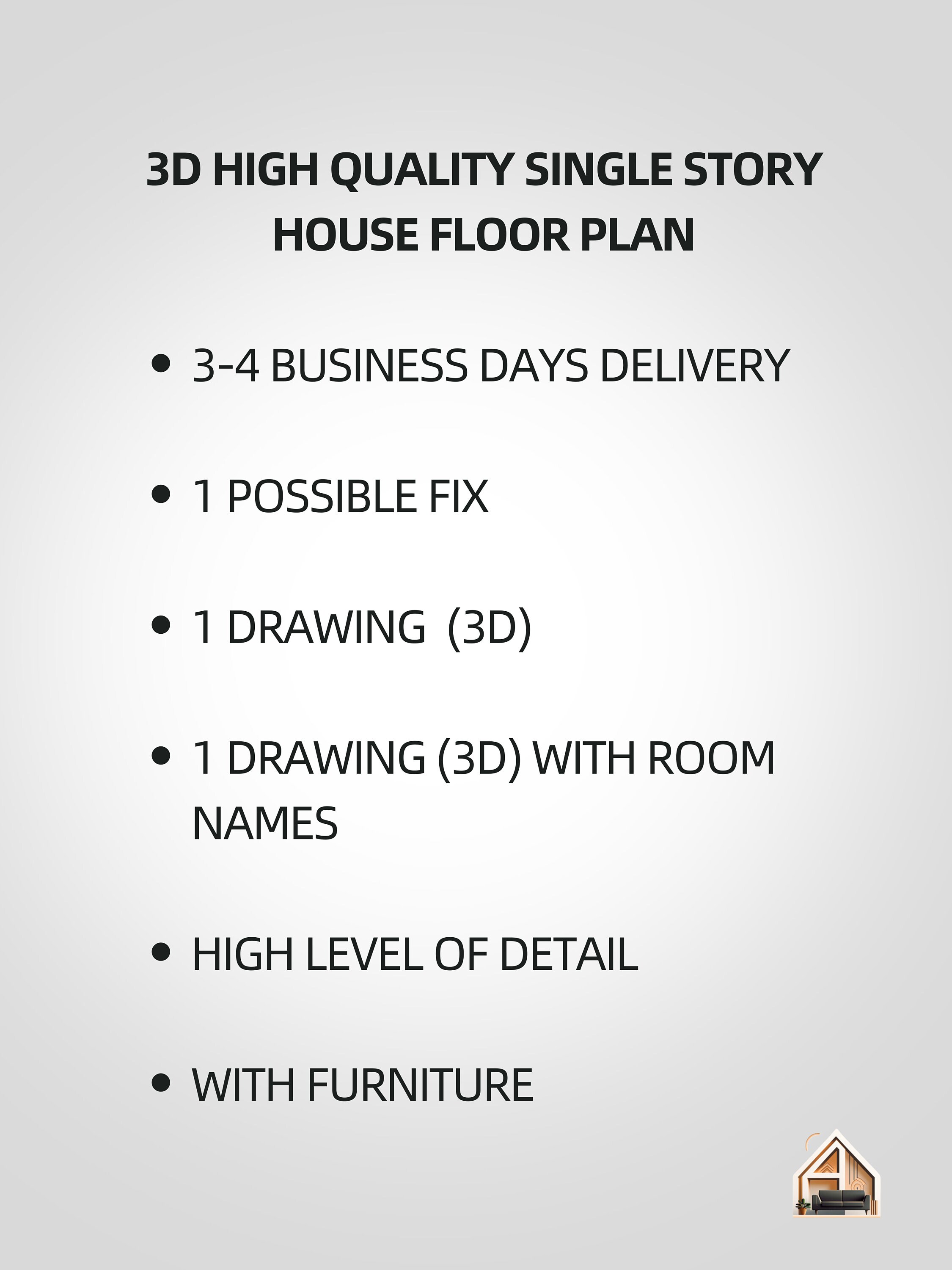 One Story 3-4 Bedroom House Plan Custom 3D Plan Design for Real Estate ...