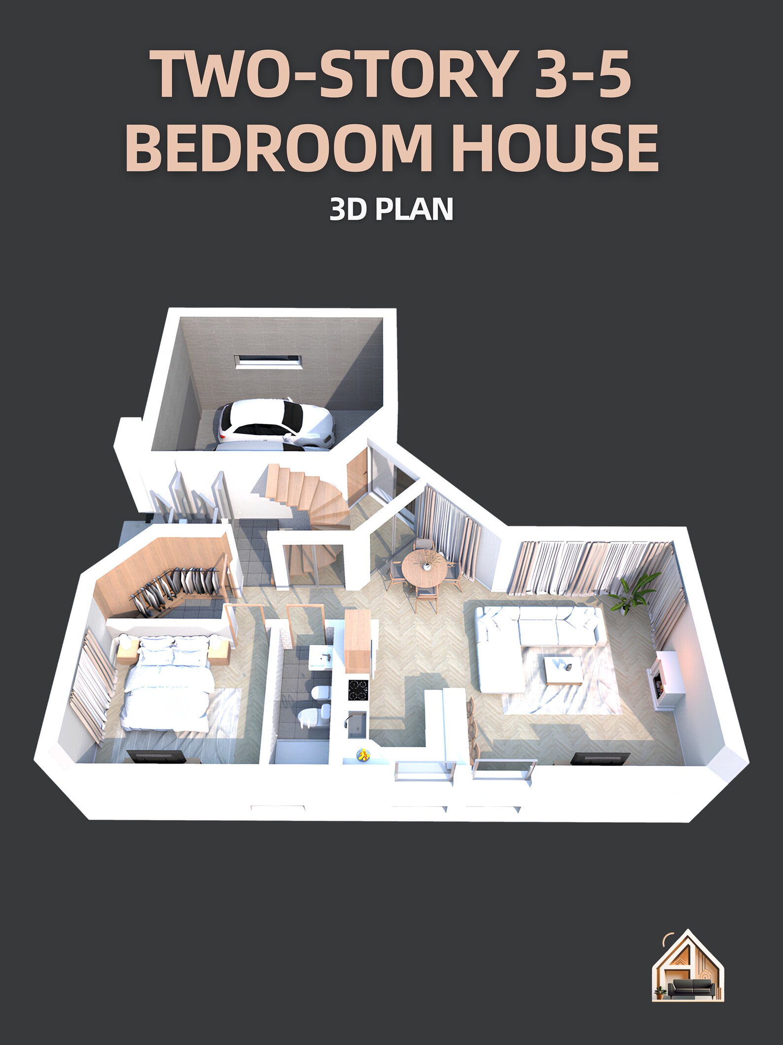 Two-story 3-5 Bedroom House Plan Custom 3D Plan Design for Real Estate ...