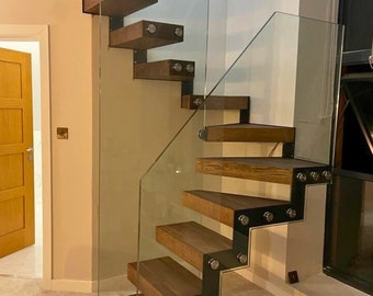 Space Saving Staircase (Solid Oak Treads & Handrail, 12MM Glass Balustrade)