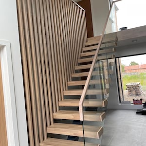 Central Spine Staircase Design /  Modern Staircase - Steel & Oak stairs, Handrail