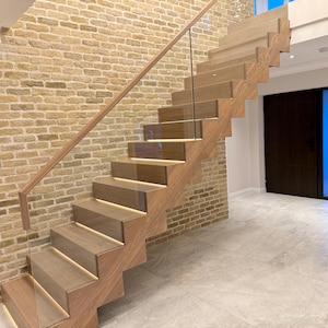 Closed Tread Staircase Design /  Modern Staircase - Steel & Oak stairs, Handrail