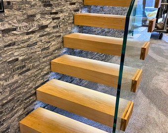 Modern Stairs with Oak Treads and glass balustrade