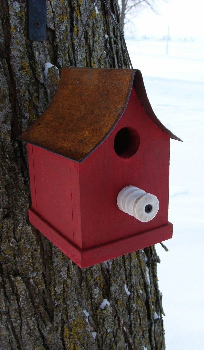 Rustic Birdhouse for Outdoor Garden Decor, Functional Birdhouse, Wood Birdhouse for Wrens and Chickadees image 2