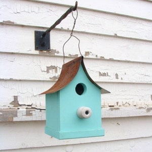 Rustic Birdhouse, Garden Decor, Recycled Farm Insulator, Solid Wood Bird House