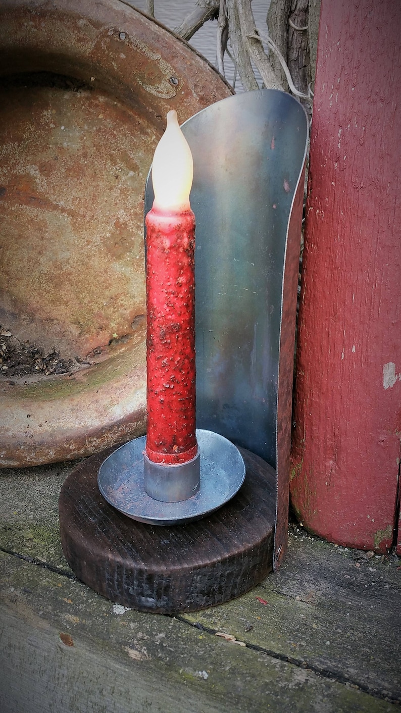 Primitive Candle Holder Rustic Candlestick Early Colonial Lighting Blacksmith Forged Farm Make-do image 8