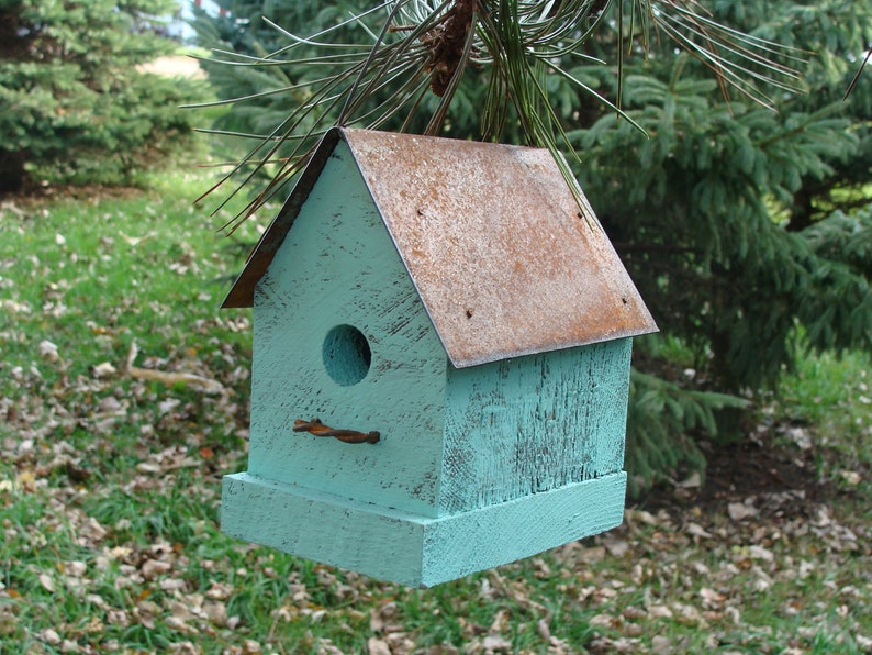 Rustic Bird House, Birdhouse for Outdoor, Handmade Birdhouse, Wooden Birdhouses, Functional Birdhouse, Outdoor Garden Decor, image 4