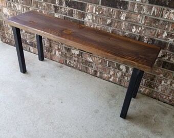 Wood Bench: Blacksmith Forged Steel Legs, Entryway Home Accent