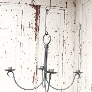 Iron Chandelier Candle Holder Handmade Hanging Candelabra Blacksmith Made image 3
