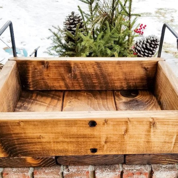 Wood Tray: Forged Iron Handles, Table Decor Centerpiece