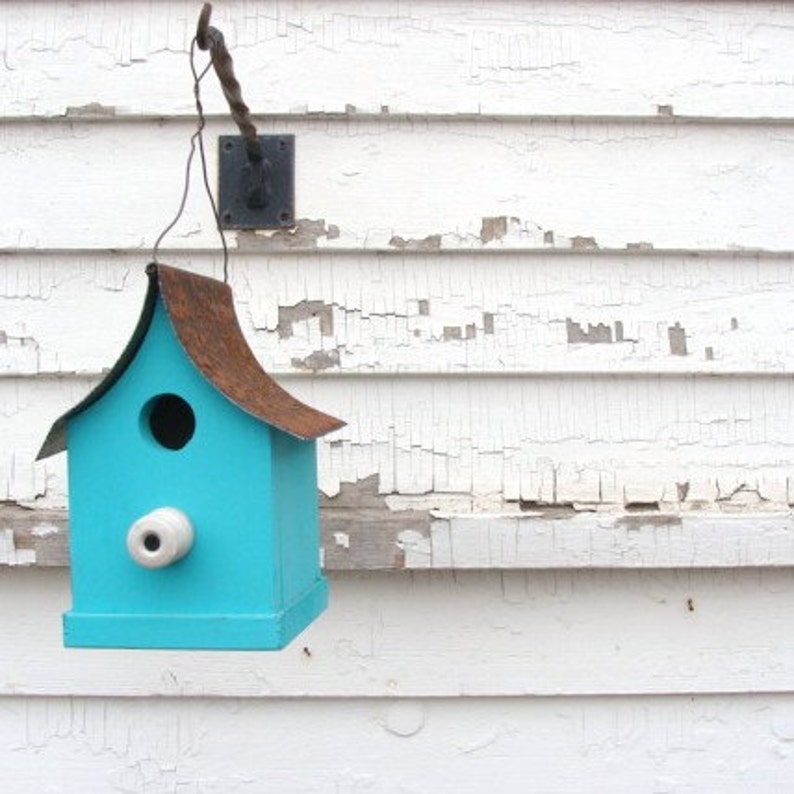 Rustic Birdhouse Recycled Farm Insulator Outdoor Yard Decor image 2