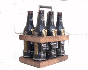 Beer Caddy, Beer Holder, 6 Pack Caddy, Groomsman Gift, Rustic Wood Caddy, Wood Beer Caddy