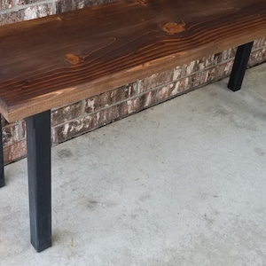 Entryway Bench, Modern Farmhouse Home Decor, Blacksmith Forged metal - Iron Legs, Solid Wood