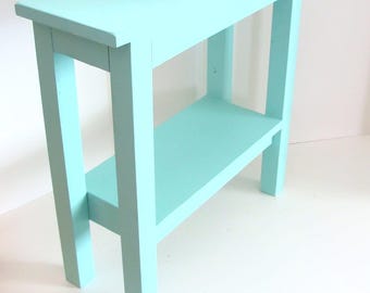 Handmade Narrow Wood Side Table: Custom Made End Table for Small Spaces