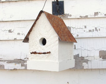 Rustic Wood Birdhouse, Outdoor Bird House, Handmade Birdhouse, Hanging Birdhouse, Flower Garden Birdhouse, Decorative Birdhouse,