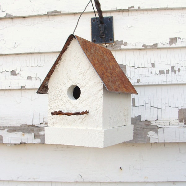 Rustic Wood Birdhouse, Outdoor Bird House, Handmade Birdhouse, Hanging Birdhouse, Flower Garden Birdhouse, Decorative Birdhouse,