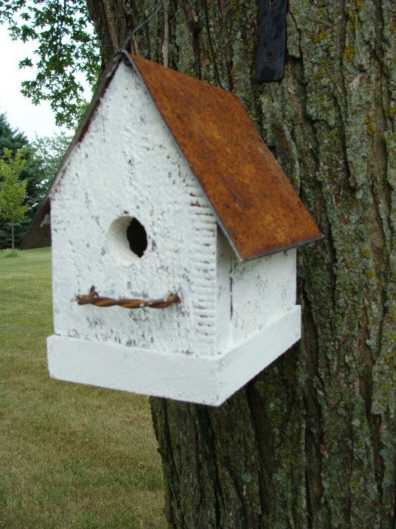 Rustic White Birdhouse Garden Bird House Collector of Etsy
