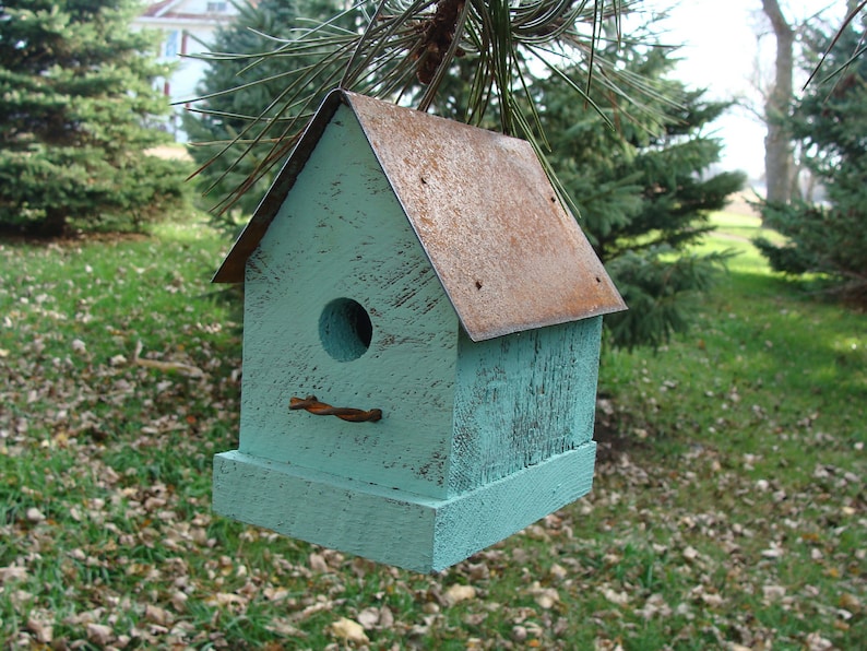Rustic Bird House, Birdhouse for Outdoor, Handmade Birdhouse, Wooden Birdhouses, Functional Birdhouse, Outdoor Garden Decor, image 2
