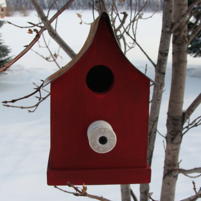 Rustic Birdhouse for Outdoor Garden Decor, Functional Birdhouse, Wood Birdhouse for Wrens and Chickadees image 3