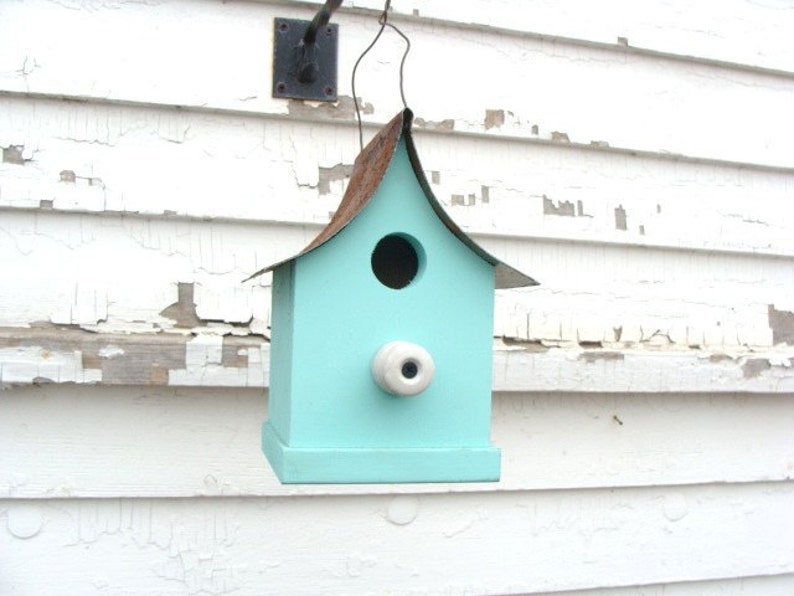 Rustic Outdoor Birdhouse Handmade Yard Decor Garden Art image 1