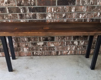 Handmade Wood Entryway Bench Industrial Farmhouse Home Decor Blacksmith Made Legs