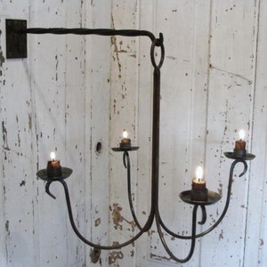 Rustic Candle Holder, Rustic Chandelier, Wall Mount Chandelier, Hanging Chandelier, Blacksmith Made, Hand Forged, Custom