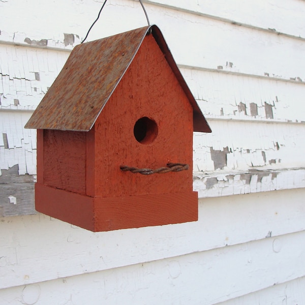 Handmade Birdhouse Outdoor Garden Decor Rustic Bird House Yard Art