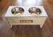 Dog Food Storage, Feeding Stand, Personalized Bowl Holder, Elevated Feeder, Antique White Custom 