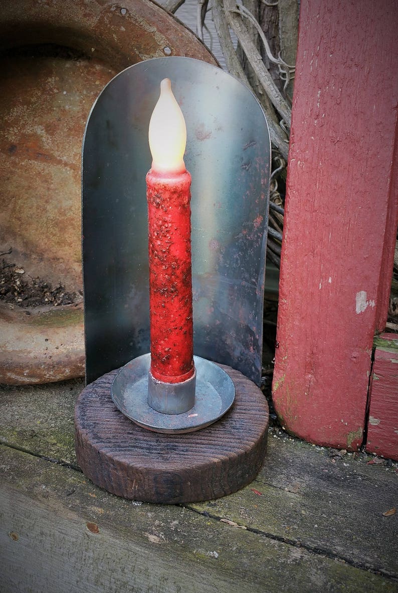 Primitive Candle Holder Rustic Candlestick Early Colonial Lighting Blacksmith Forged Farm Make-do image 5
