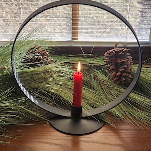 Hand Forged Iron Candlestick Holder: Modern Farmhouse Table Decor