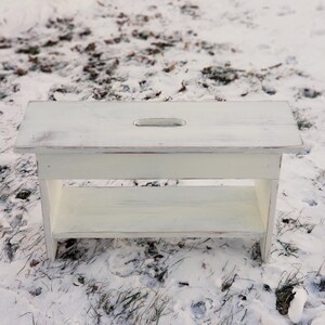 Entryway Bench, Shoe Storage Bench, Small Wood Bench, Outdoor Garden Bench, Mudroom Bench, Antique White image 2