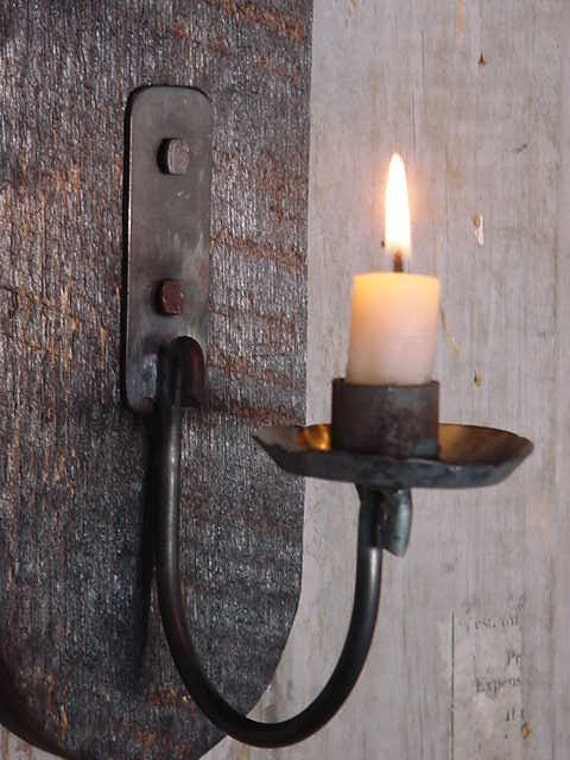 Wall Sconce Candle Holder, Wood Hanging Candleholder, Early Candle