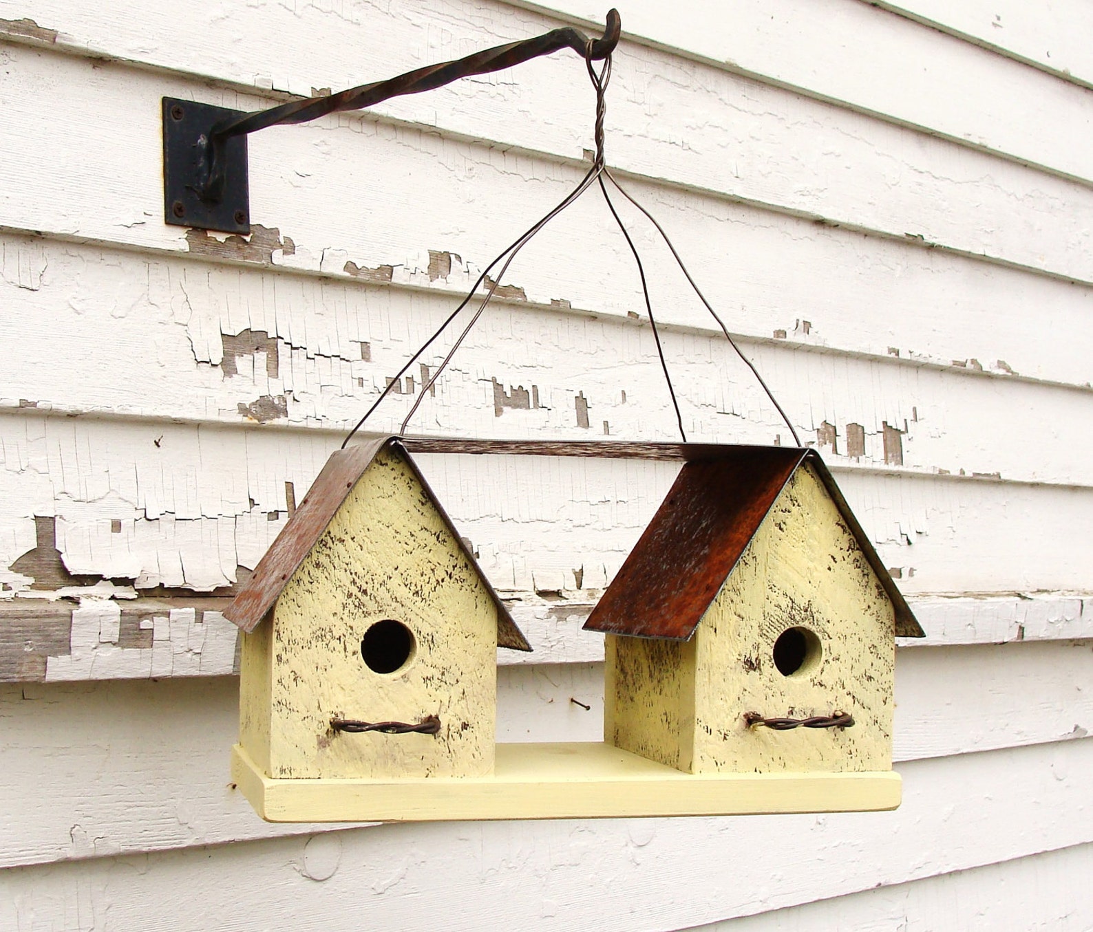 Rustic Yellow Bird House Outdoor Birdhouse Functional Bird  Etsy