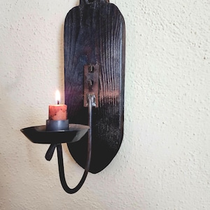Wall Candle Sconce: Forged Metal Candle Holder