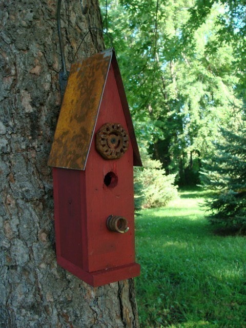 Rustic Birdhouse, Recycled Bird House, Farmhouse Birdhouses, Handmade…